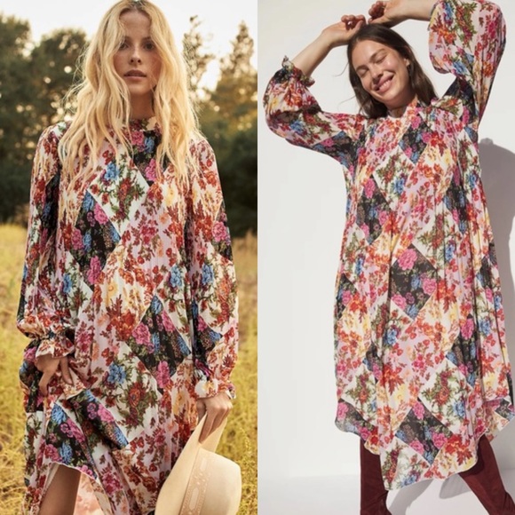 Anthropologie Maeve Shara Polished Pleats, Floral, Midi Dress XS - Picture 3 of 16